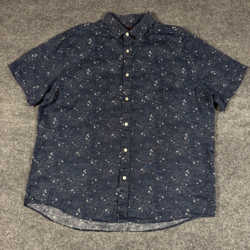UNTUCKit Hopper-SS Shirt Mens XL Navy 100% Linen Floral Short Sleeve EUC - Picture 3 of 11